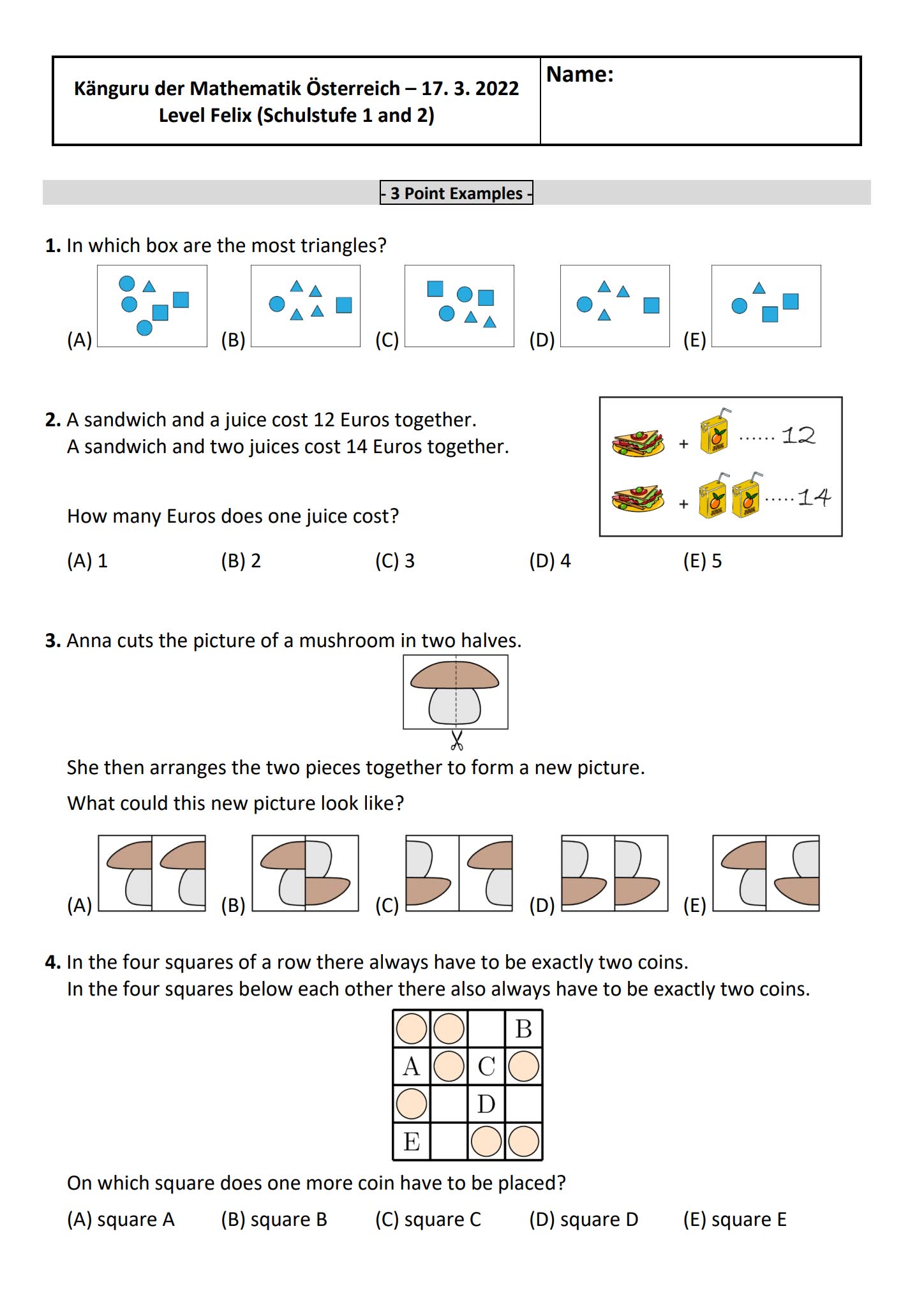 Math Kangaroo袋鼠青少年数学竞赛2013-2025年真题合集