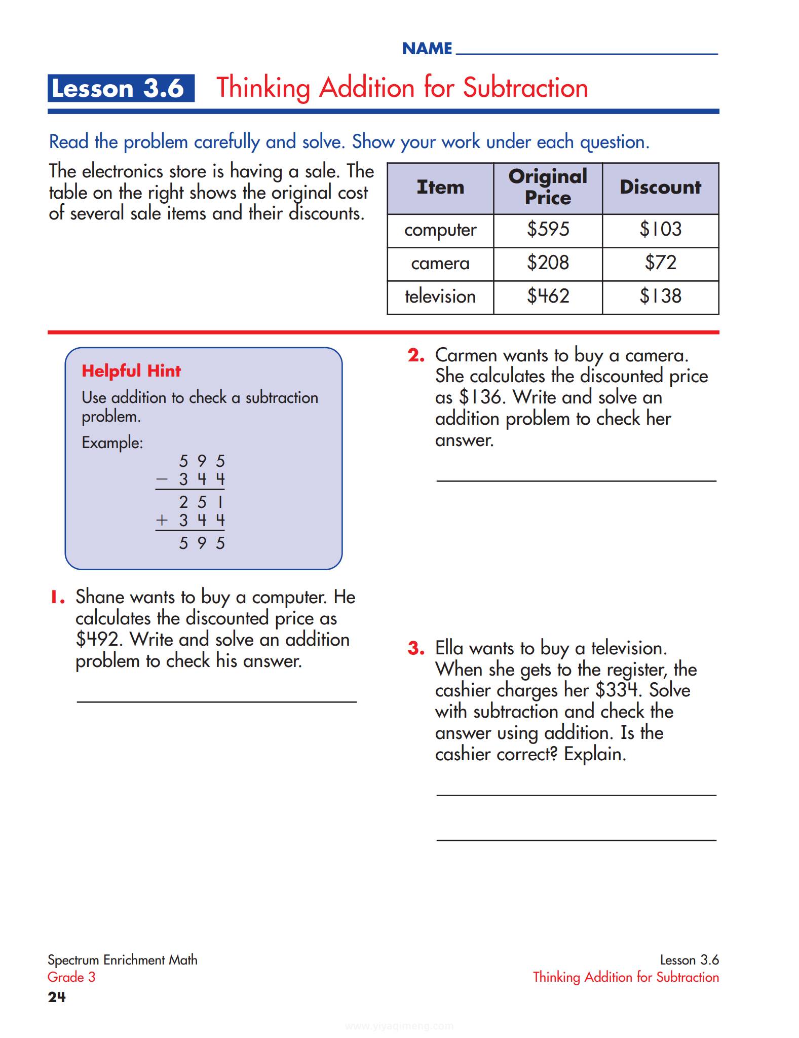 Spectrum Word Problems Grade 5 章节 - 分数小数百分数应用题