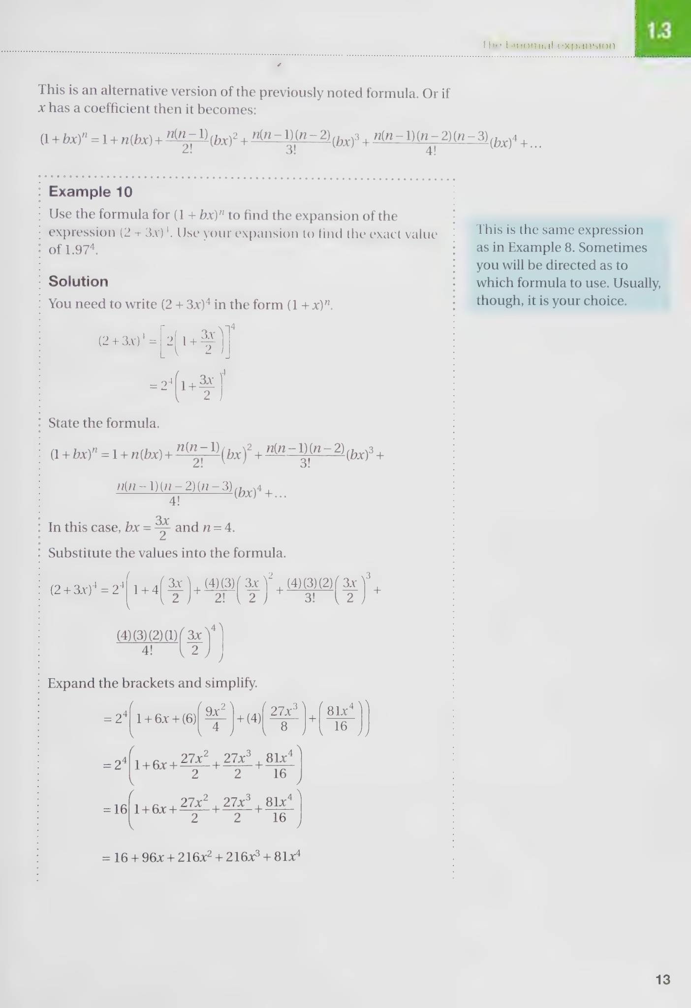 Year 1 第1.3 节 Use binomial expansion 内页
