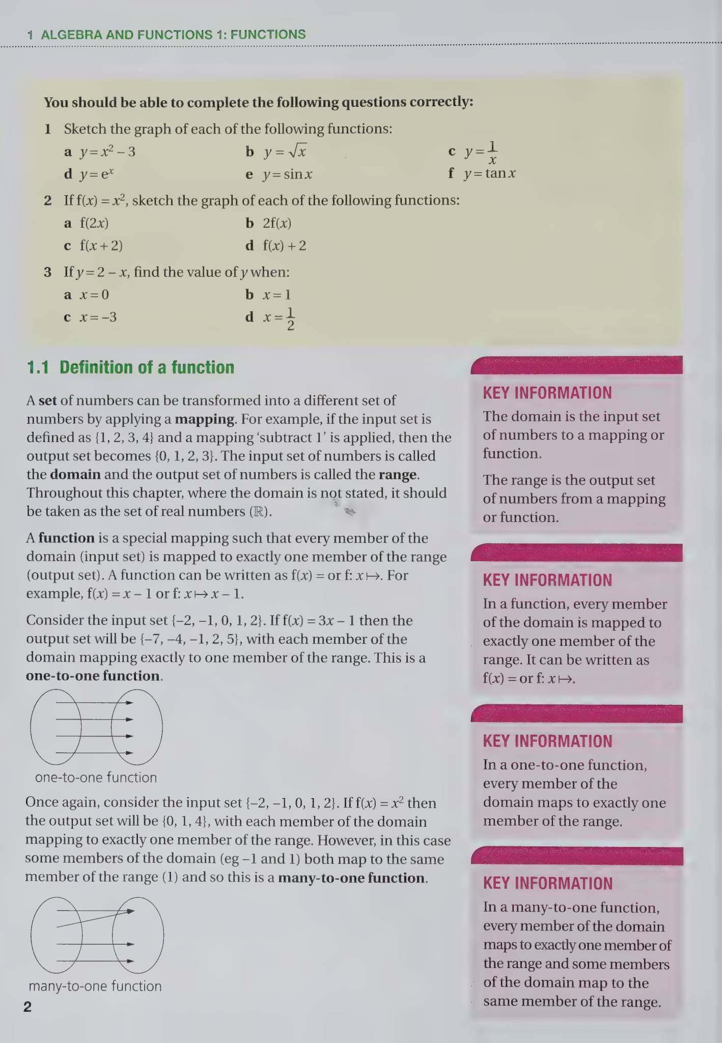 Year 2 第1章 Algebra and Functions 1: Functions 内页