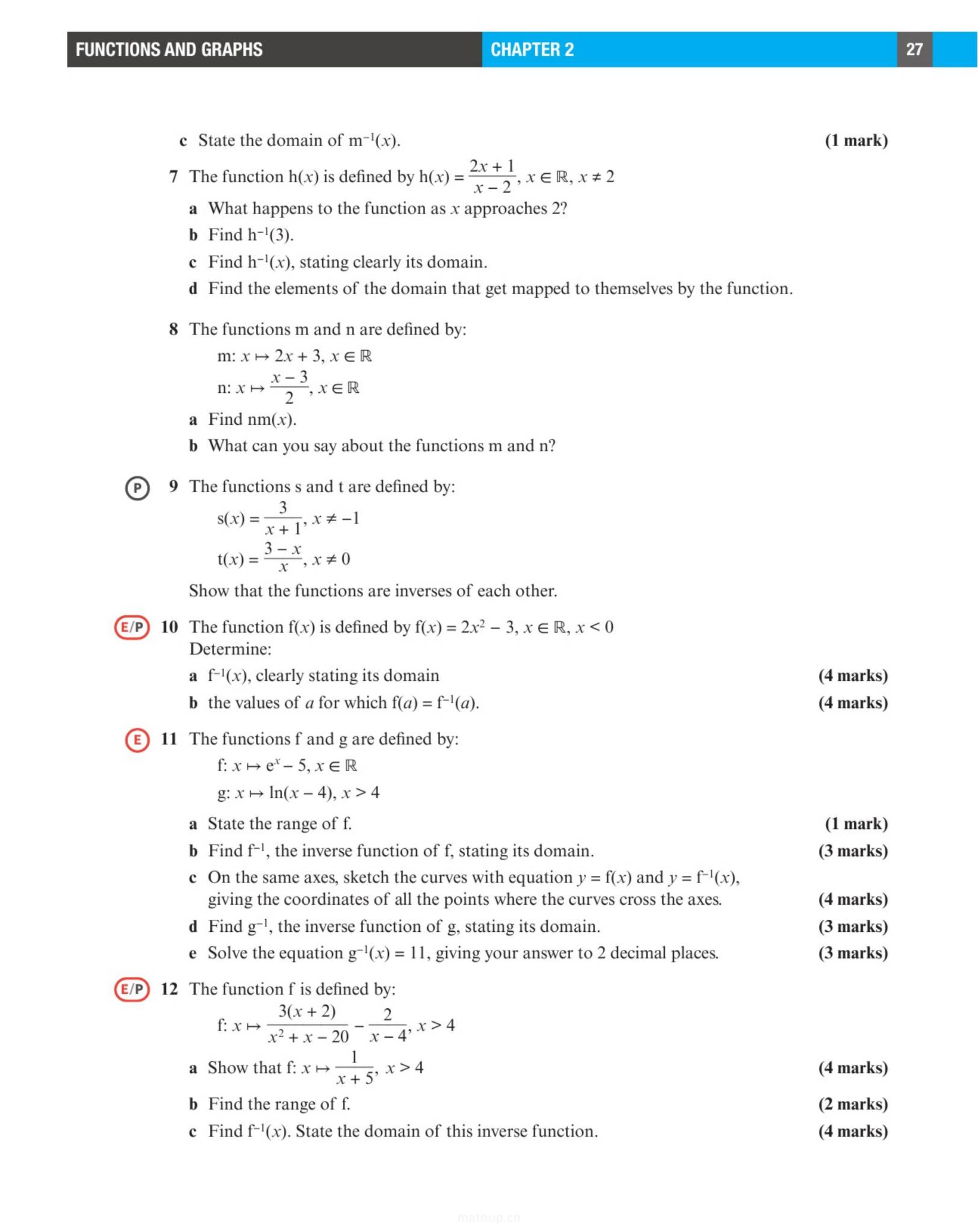 P1 第2章 Functions and Graphs:反函数与复合函数