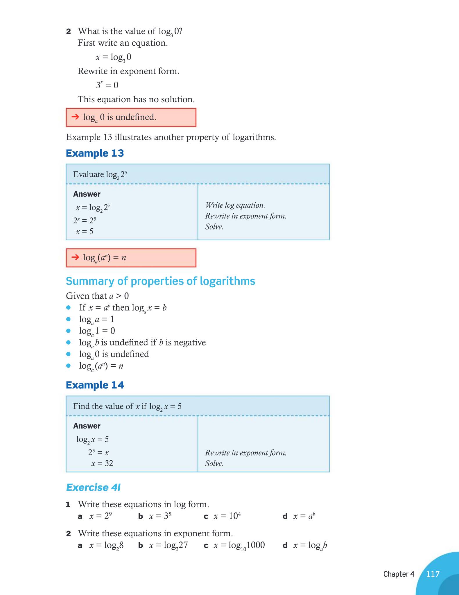 HL 主本对数章节:log_b(a^n)=n 性质汇总 + Example 13/14 + Exercise 4J