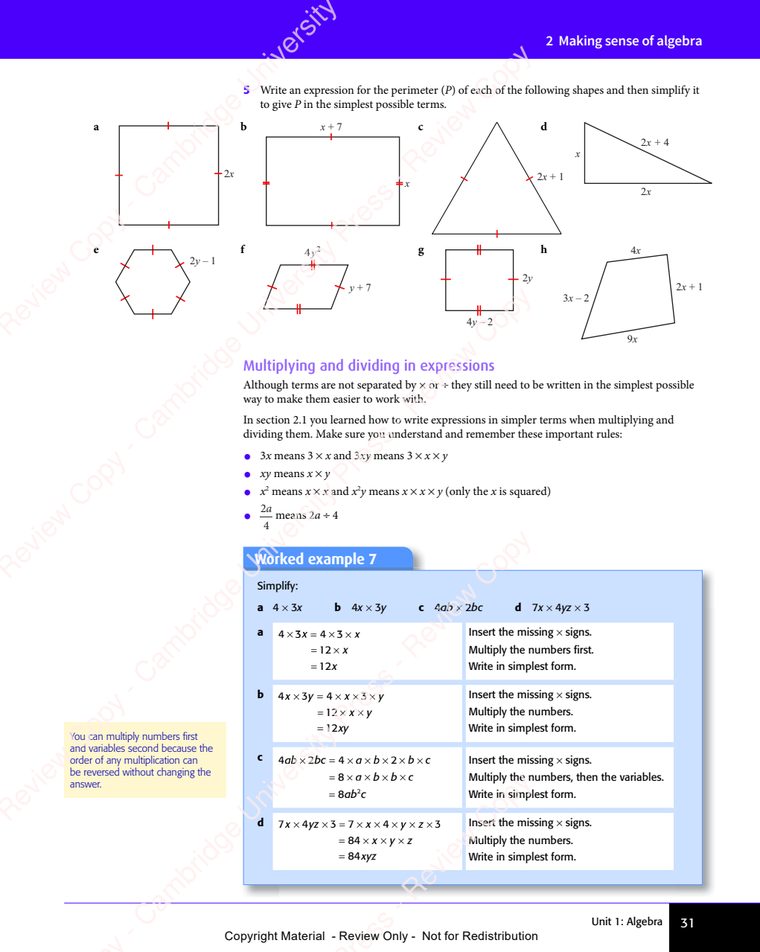 代数 Worked Example